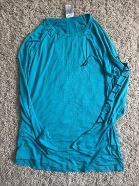 Nautica | Mens Bright Teal Long Sleeve Performance Tee 🩶